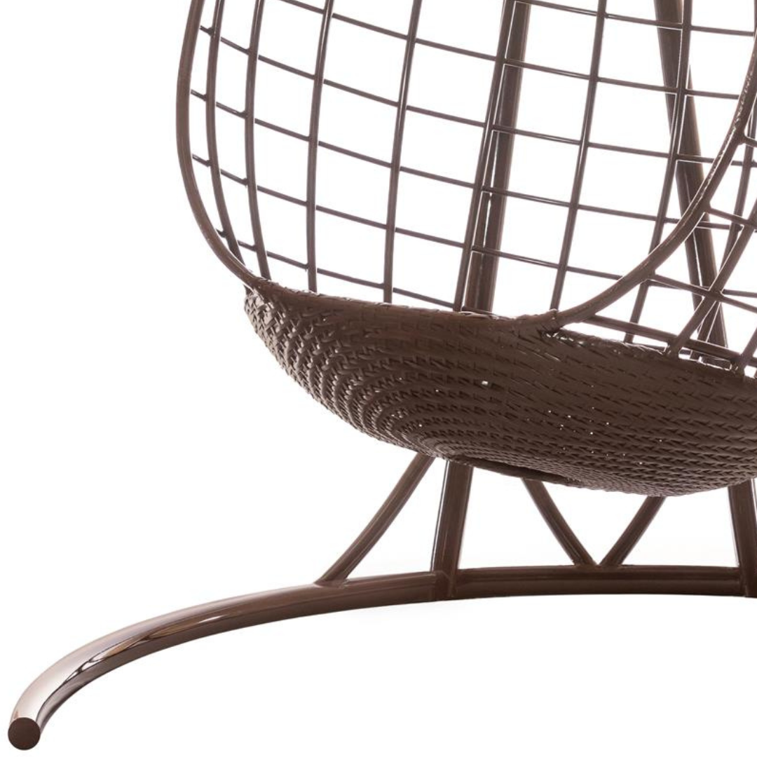 Designové závěsné křeslo se stojanem LISA Terico — velké houpací křeslo ve tvaru vajíčka. Hnědé